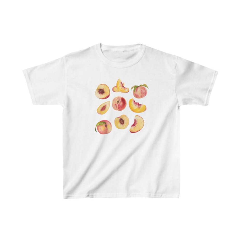 Peaches Baby Tee – Cute Fruit Graphic Fitted Tee